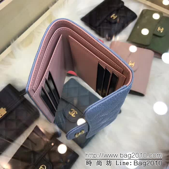 CHANEL香奈兒 古巴CU系列 CF短三折錢包 頭層小牛皮v紋 82288  DJC3141